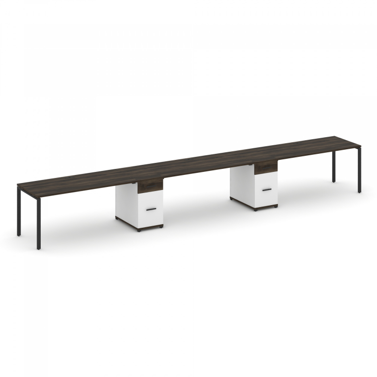 Concept Рабочая станция 3 места с 2 опорными тумбами CN.ORS-440 B Дуб Мали/Белый Бриллиант/Металл Че