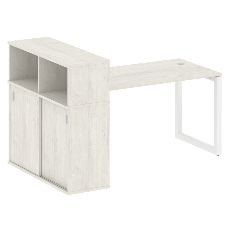 Metal System Quattro Стол письменный с шкафом-купе на О-образном м/к 50БО.РС-СШК-3.3 Т Дуб Наварра/М