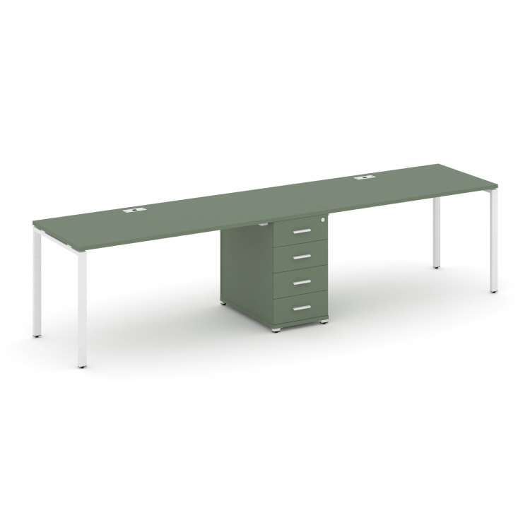 Concept Рабочая станция 2 места с 1 опорной тумбой CN.ORS-403 W Кобо/Металл Белый 3180*720*750