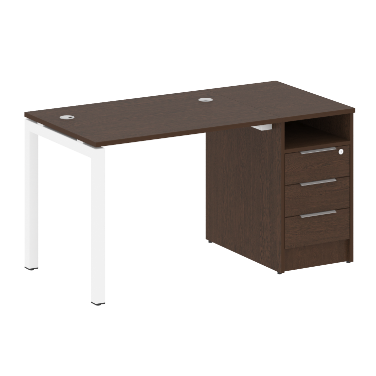 Metal System Quattro Рабочая станция с тумбой на П-образном м/к 50БП.РС-СТП-1.1 Венге Цаво/Металл Бе