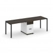 Concept Рабочая станция 2 места с 1 опорной тумбой CN.ORS-405 B Дуб Мали/Белый Бриллиант/Металл Черн