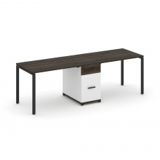 Concept Рабочая станция 2 места с 1 опорной тумбой CN.ORS-405 B Дуб Мали/Белый Бриллиант/Металл Черн