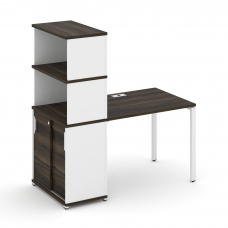 Concept Стол рабочий с опорным шкафом-купе с надставкой выс. CN.SP-241 W Дуб Мали/Белый Бриллиант/Ме