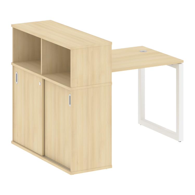 Metal System Quattro Стол письменный с шкафом-купе на О-образном м/к 50БО.РС-СШК-3.1 Т Акация Лорка/