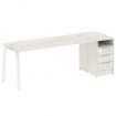 Metal System Рабочая станция с тумбой на А-образном м/к БА.РС-СТП-1.5 Дуб Наварра/Металл Белый 2212*
