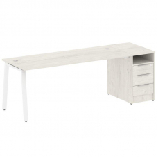 Metal System Рабочая станция с тумбой на А-образном м/к БА.РС-СТП-1.5 Дуб Наварра/Металл Белый 2212*