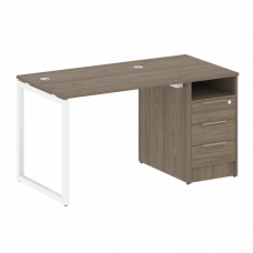 Metal System Quattro Рабочая станция с тумбой на О-образном м/к 40БО.РС-СТП-1.1 Вяз Благородный/Мета