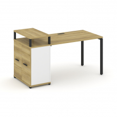 Concept Стол рабочий с опорным распаш. шкафом с верх. горизонтом CN.SP-222 B Дуб Винченцо/Белый Бри