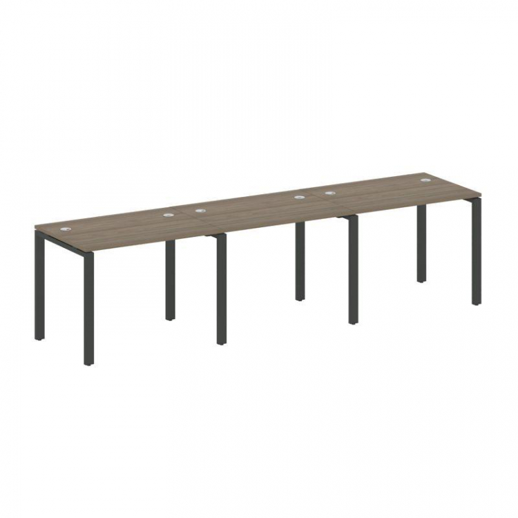 Metal System Рабочая станция на 3 места на П-образном м/к БП.СМ-3.1 Вяз Благородный/Металл Антрацит