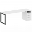 Metal System Quattro Рабочая станция с тумбой на О-образном м/к 50БО.РС-СТП-1.5 Белый/Металл Антраци