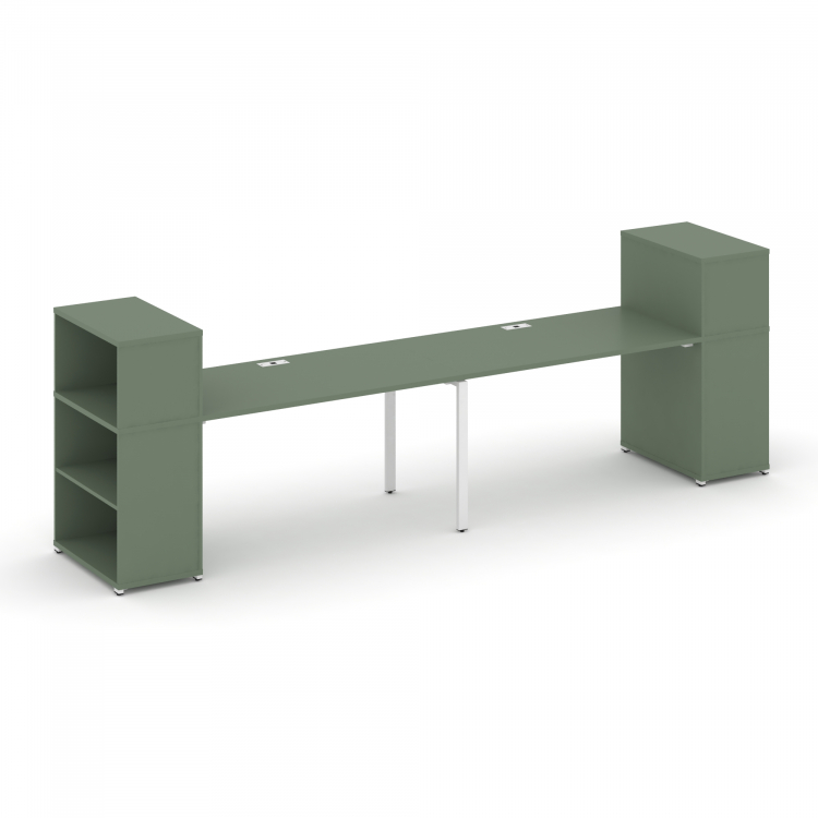 Concept Рабочая станция с опорными стеллажами с надставкой низ. CN.ORS-211 Кобо/Металл Белый 3600*72