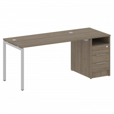 Metal System Quattro Рабочая станция с тумбой на П-образном м/к 40БП.РС-СТП-1.3 Вяз Благородный/Мета