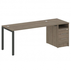 Metal System Рабочая станция с тумбой на П-образном м/к БП.РС-СТП-1.4 Вяз Благородный/Металл Антраци