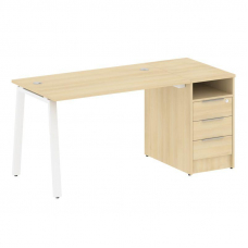 Metal System Рабочая станция с тумбой на А-образном м/к БА.РС-СТП-1.2 Акация Лорка/Металл Белый 1612