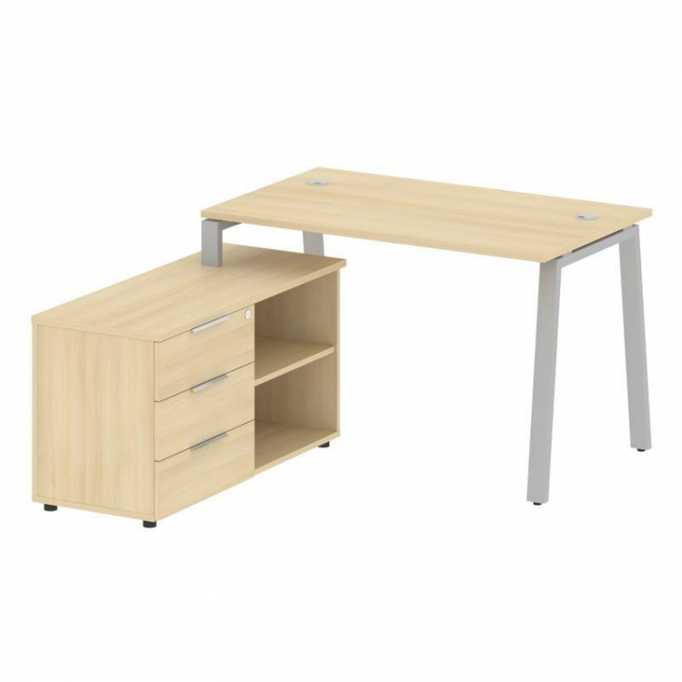 Metal System Рабочая станция с тумбой на А-образном м/к БА.РС-СТС-2.2 (L) Акация Лорка/Металл Серый