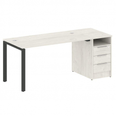 Metal System Рабочая станция с тумбой на П-образном м/к БП.РС-СТП-1.3 Дуб Наварра/Металл Антрацит 18