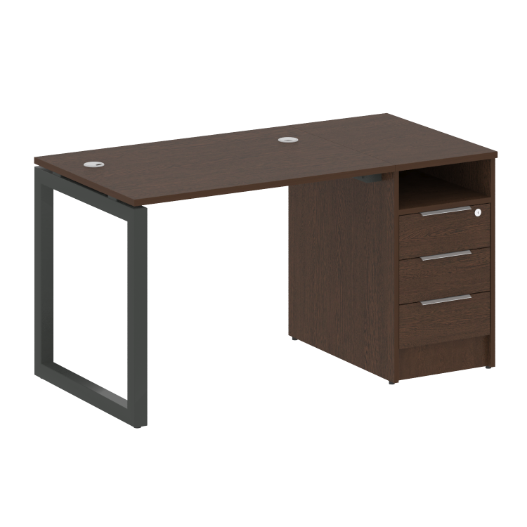 Metal System Quattro Рабочая станция с тумбой на О-образном м/к 50БО.РС-СТП-1.1 Венге Цаво/Металл Ан