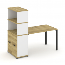 Concept Стол рабочий с опорным распаш. шкафом с надставкой выс. CN.SP-230 B Дуб Винченцо/Белый Брилл