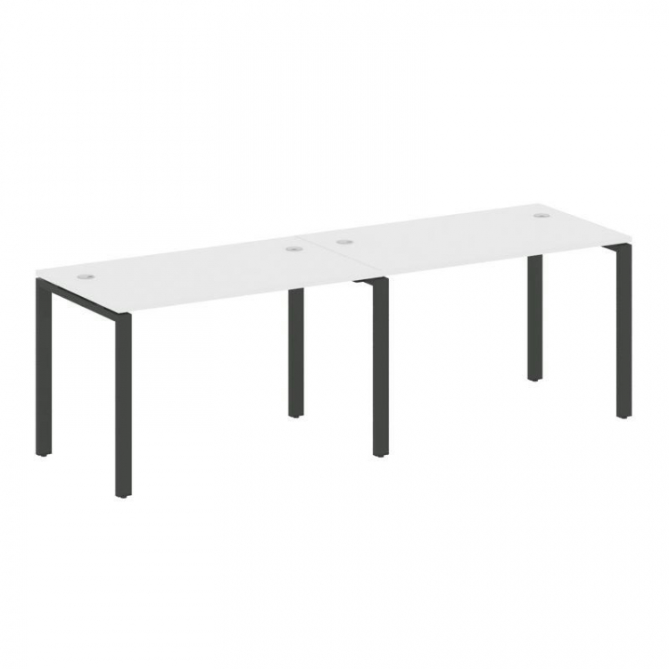 Metal System Рабочая станция на 2 места на П-образном м/к БП.СМ-2.2 Белый/Металл Антрацит 2400*720*7