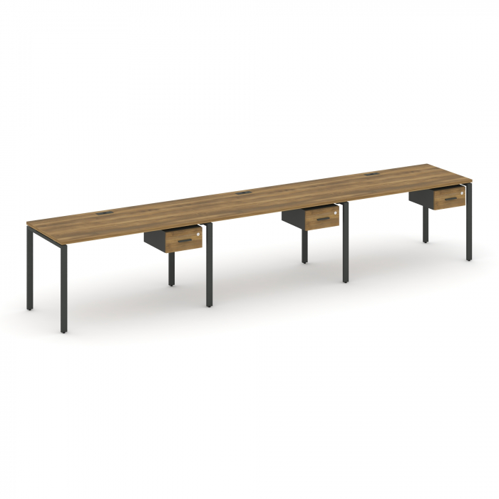 Concept Рабочая станция односторонняя с подвес. тумбами 3 места CN.ORS-130 A Сандал Янтарный/Антраци