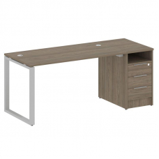 Metal System Рабочая станция с тумбой на О-образном м/к БО.РС-СТП-1.3 Вяз Благородный/Металл Серый 1