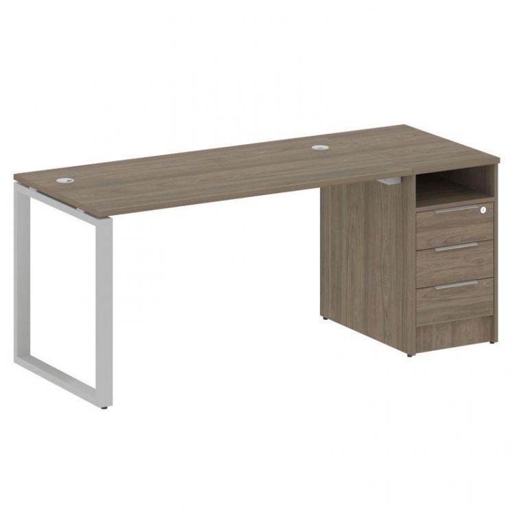 Metal System Рабочая станция с тумбой на О-образном м/к БО.РС-СТП-1.3 Вяз Благородный/Металл Серый 1