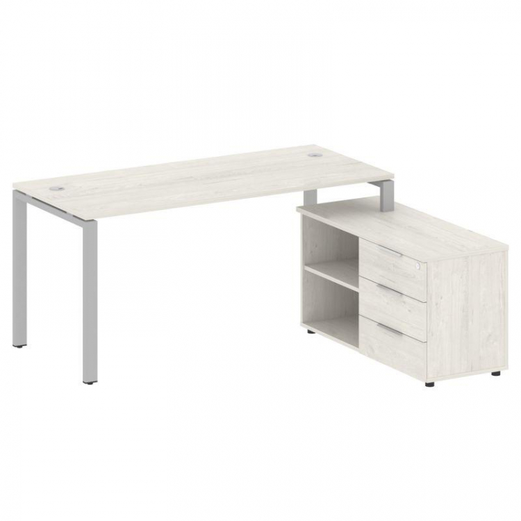 Metal System Рабочая станция с тумбой на П-образном м/к БП.РС-СТС-2.4 (R) Дуб Наварра/Металл Серый 1