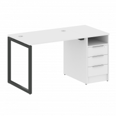 Metal System Quattro Рабочая станция с тумбой на О-образном м/к 40БО.РС-СТП-1.1 Белый/Металл Антраци