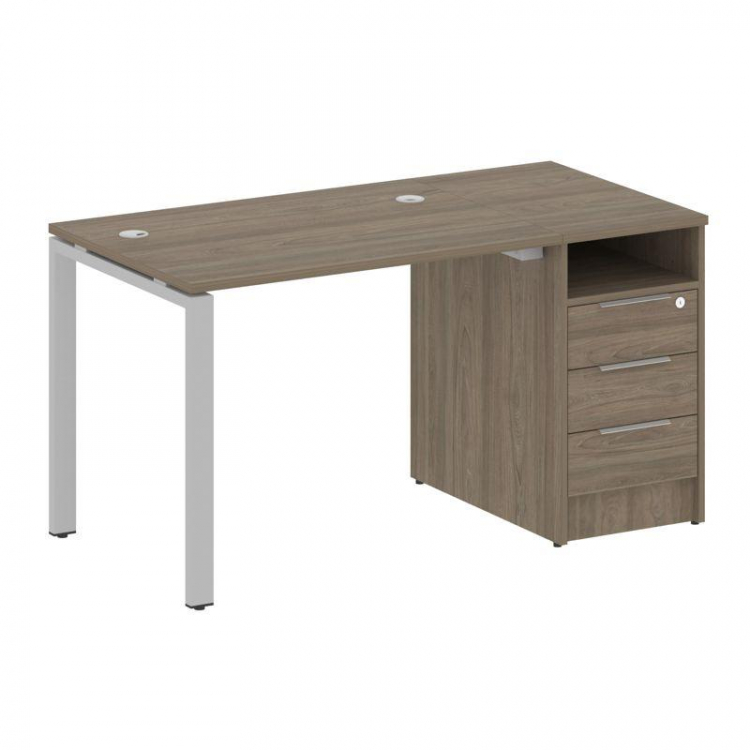 Metal System Рабочая станция с тумбой на П-образном м/к БП.РС-СТП-1.1 Вяз Благородный/Металл Серый 1