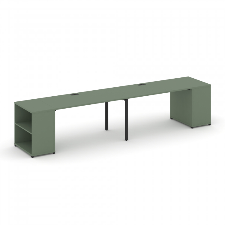 Concept Рабочая станция с опорными стеллажами CN.ORS-204 Кобо/Металл Черный 4000*720*750