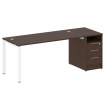 Metal System Рабочая станция с тумбой на П-образном м/к БП.РС-СТП-1.4 Венге Цаво/Металл Белый 2012*7