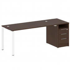 Metal System Рабочая станция с тумбой на П-образном м/к БП.РС-СТП-1.4 Венге Цаво/Металл Белый 2012*7