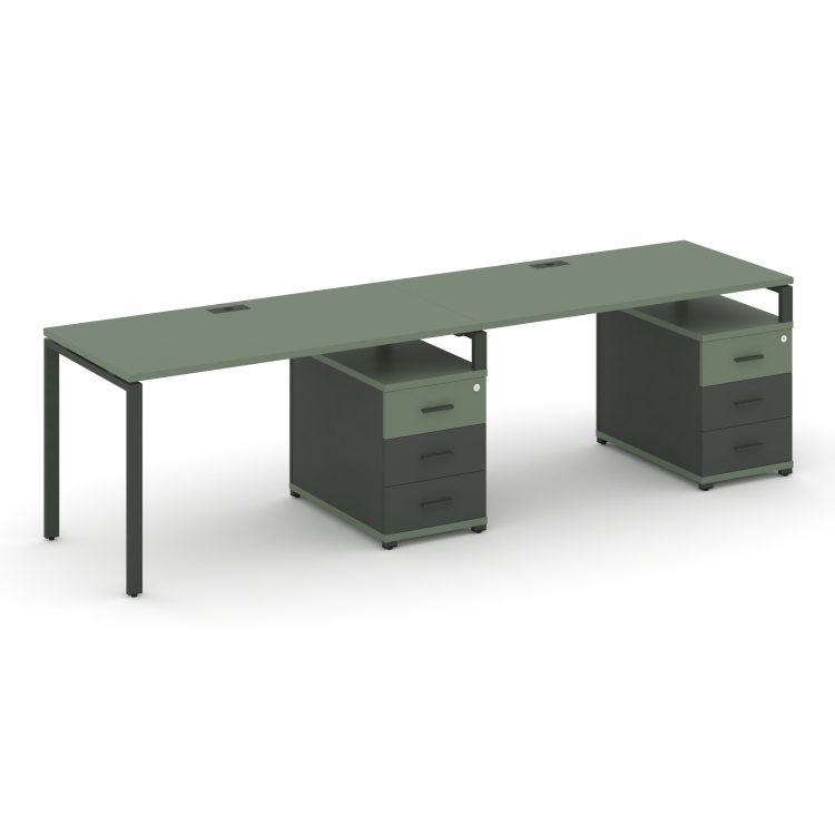 Concept Рабочая станция 2 места с 2 опорными тумбами CN.ORS-310 A Кобо/Антрацит/Металл Антрацит 2360