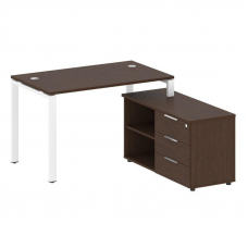 Metal System Рабочая станция с тумбой на П-образном м/к БП.РС-СТС-2.2 (R) Венге Цаво/Металл Белый 13