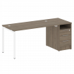 Metal System Quattro Рабочая станция с тумбой на П-образном м/к 40БП.РС-СТП-1.3 Вяз Благородный/Мета