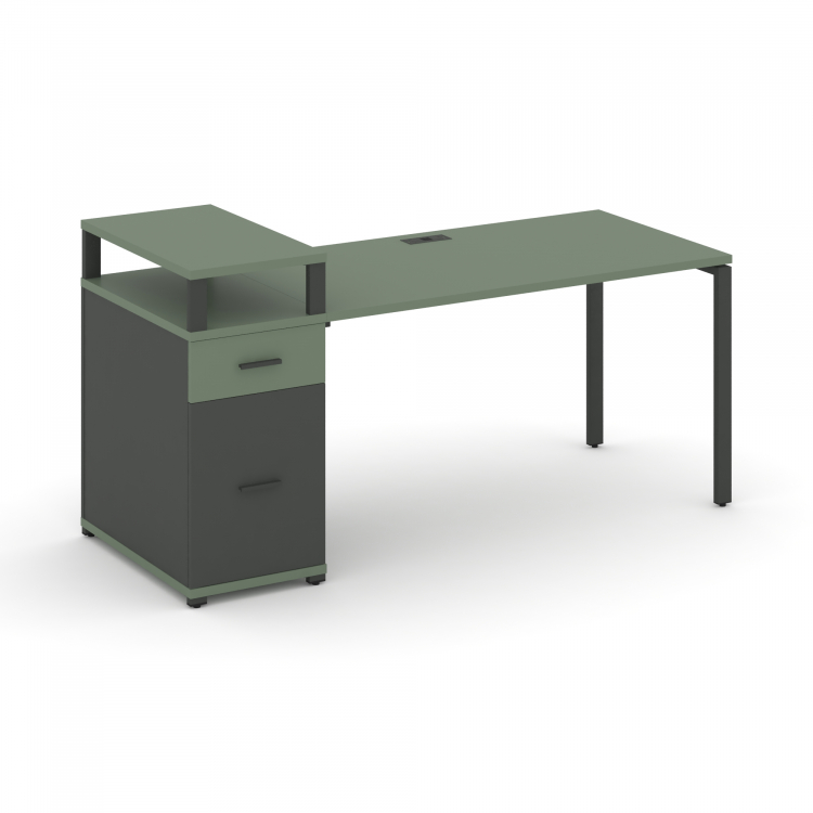 Concept Стол рабочий с 1 опорной тумбой CN.SP-414 A Кобо/Антрацит/Металл Антрацит 1600*720*917