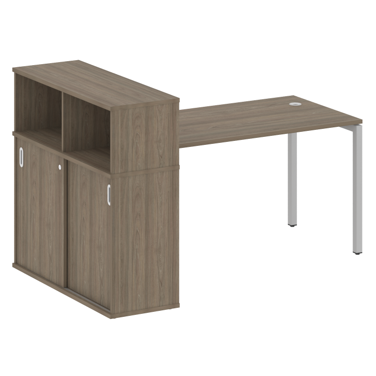 Metal System Quattro Стол письменный с шкафом-купе на П-образном м/к 40БП.РС-СШК-3.3 Т Вяз Благородн