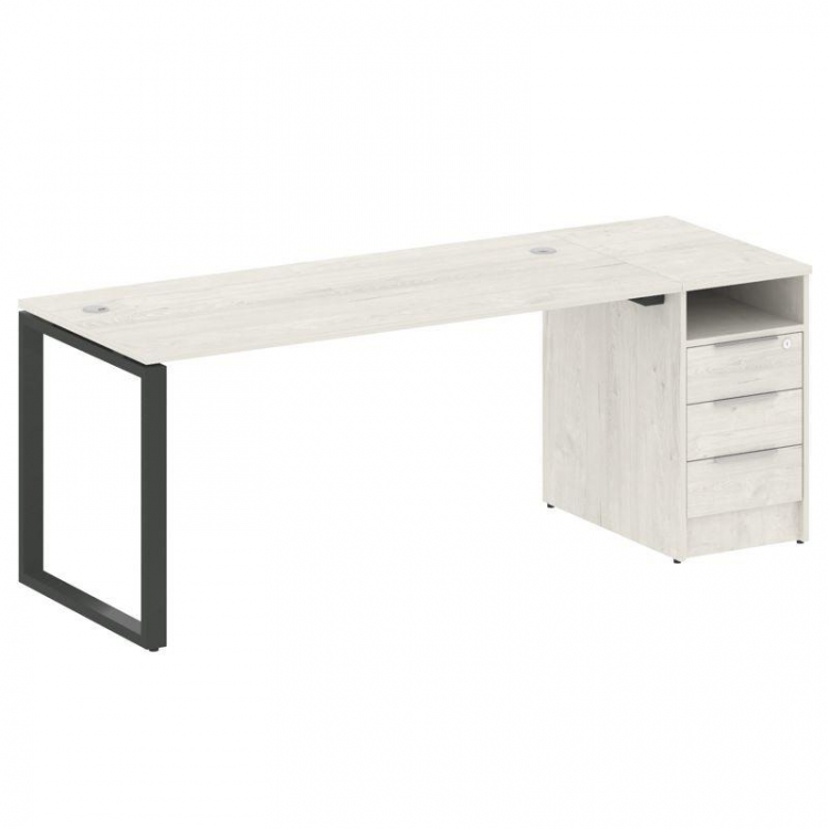 Metal System Рабочая станция с тумбой на О-образном м/к БО.РС-СТП-1.4 Дуб Наварра/Металл Антрацит 20