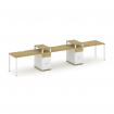 Concept Рабочая станция 3 места с 2 опорными тумбами CN.ORS-454 W Дуб Винченцо/Белый Бриллиант/Метал