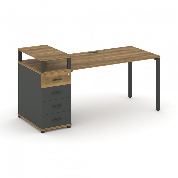 Concept Стол рабочий с 1 опорной тумбой CN.SP-411 A Сандал Янтарный/Антрацит/Металл Антрацит 1800*72