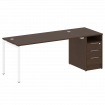 Metal System Quattro Рабочая станция с тумбой на П-образном м/к 40БП.РС-СТП-1.4 Венге Цаво/Металл Бе