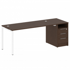 Metal System Quattro Рабочая станция с тумбой на П-образном м/к 40БП.РС-СТП-1.4 Венге Цаво/Металл Бе