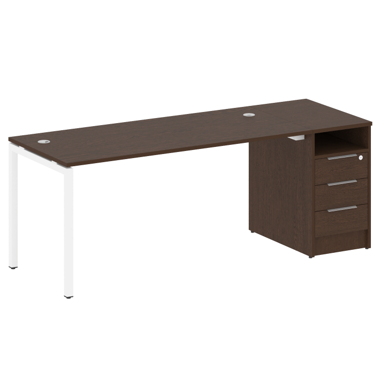 Metal System Quattro Рабочая станция с тумбой на П-образном м/к 40БП.РС-СТП-1.4 Венге Цаво/Металл Бе