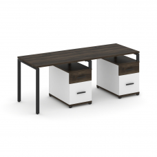 Concept Рабочая станция 2 места с 2 опорными тумбами CN.ORS-313 B Дуб Мали/Белый Бриллиант/Металл Че
