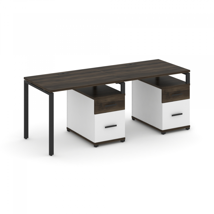 Concept Рабочая станция 2 места с 2 опорными тумбами CN.ORS-313 B Дуб Мали/Белый Бриллиант/Металл Че