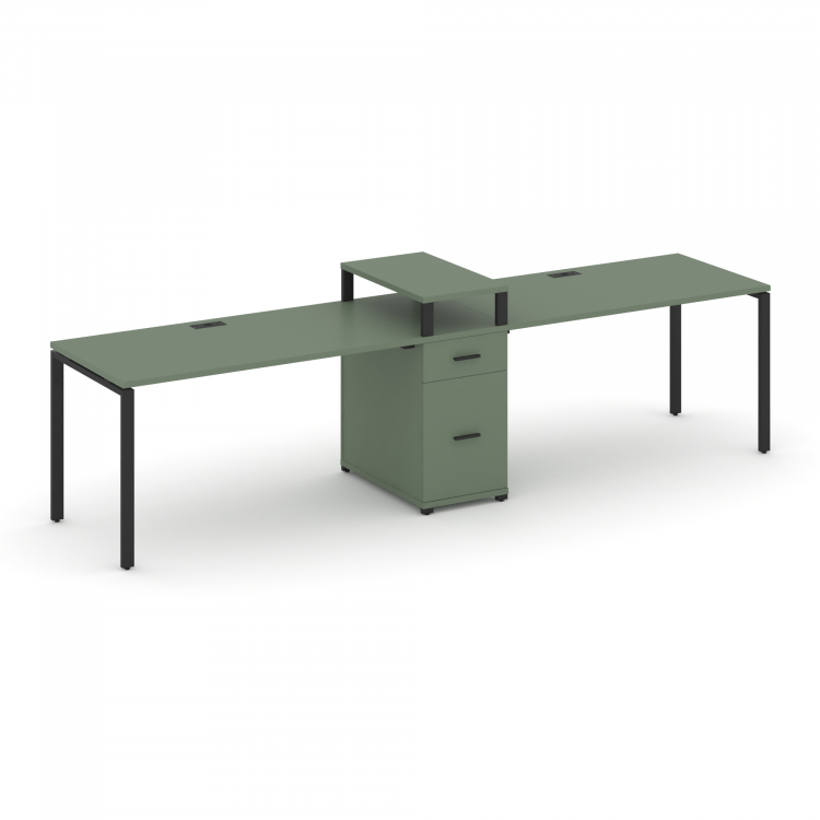 Concept Рабочая станция 2 места с 1 опорной тумбой CN.ORS-422 B Кобо/Металл Черный 2780*720*917