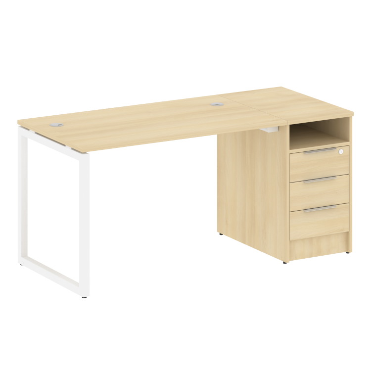 Metal System Quattro Рабочая станция с тумбой на О-образном м/к 40БО.РС-СТП-1.2 Акация Лорка/Металл