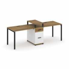 Concept Рабочая станция 2 места с 1 опорной тумбой CN.ORS-421 B Сандал Янтарный/Белый Бриллиант/Мета