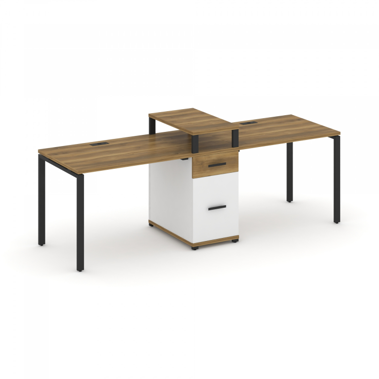 Concept Рабочая станция 2 места с 1 опорной тумбой CN.ORS-421 B Сандал Янтарный/Белый Бриллиант/Мета