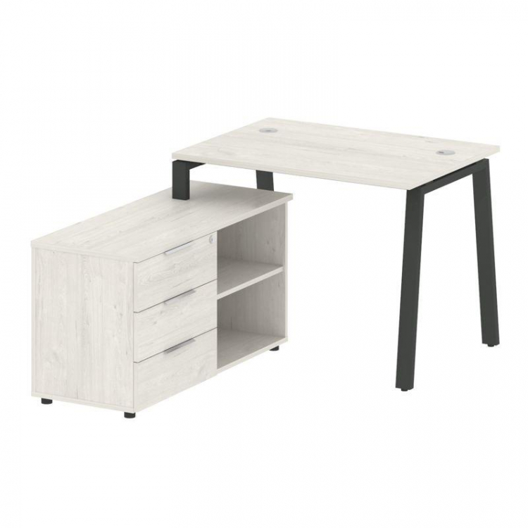 Metal System Рабочая станция с тумбой на А-образном м/к БА.РС-СТС-2.1 (L) Дуб Наварра/Металл Антраци